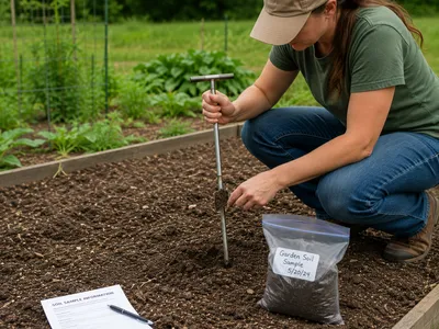 Lady using a tool to pull a soil sample for soil testing