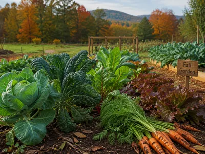 Fall vegetable garden showing harvested vegetables