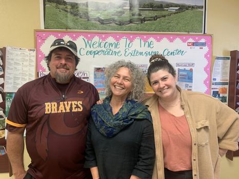 EmPOWERing Mountain Food Systems Partners - Pictured (Left to Right): Chumper Walker, EBCI Extension Director; Laura Lauffer, Project Director; and Jess Mrugala, Program Coordinator