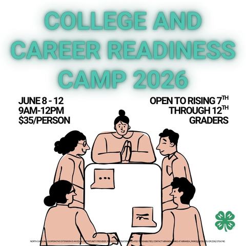 College and Career Readiness Camp 2026
June 8-12
9AM-12PM
Open to rising 7th through 12th graders
$35/camper