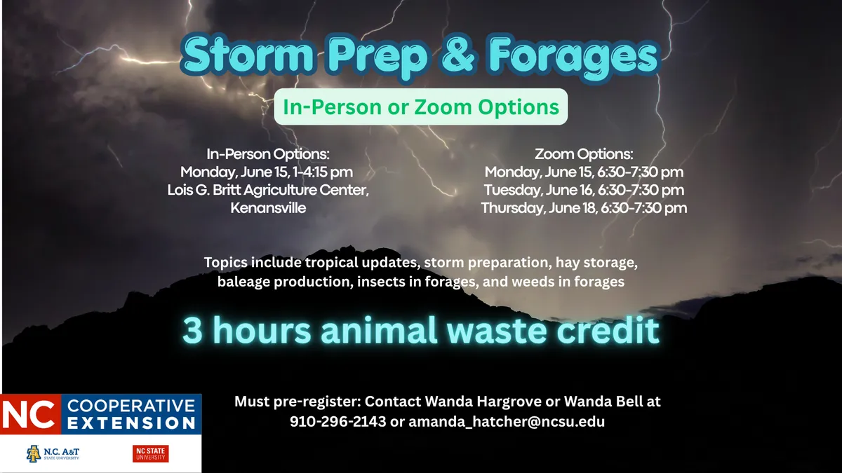 Upcoming workshop for storm preparedness and forages