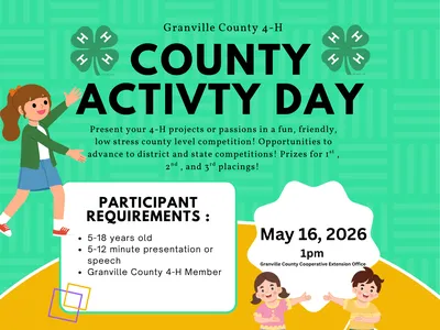 Granville County 4-H Activity day flyer