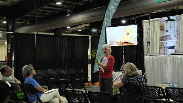 An NC State Master Gardener Volunteer of Wake County gives a presentation at the 2025 Southern Ideal Home Show.