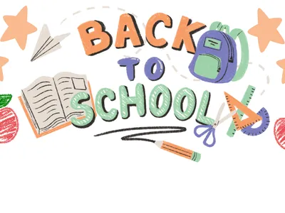 "Back To School" surrounded by school supplies