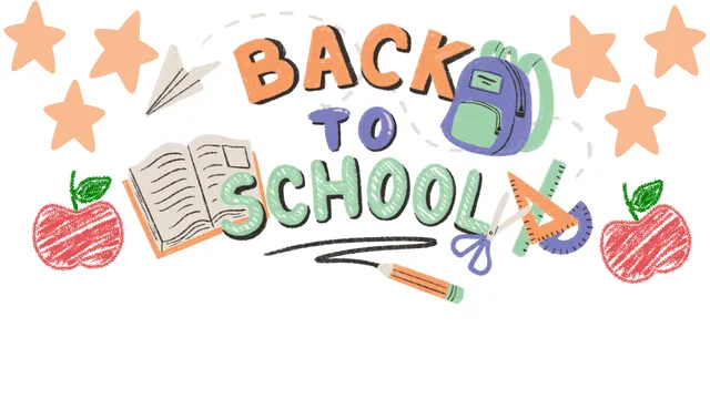 "Back To School" surrounded by school supplies