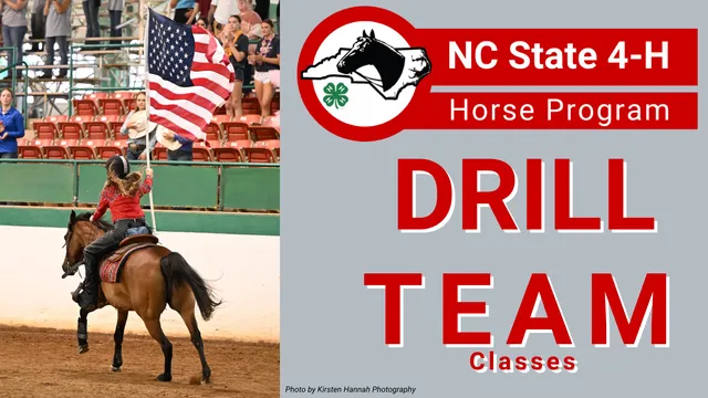 A picture of a rider from the 2025 NC State 4-H Horse Show Carrying the American Flag.