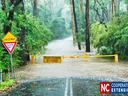 picture of road closed by flooding
