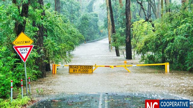 picture of road closed by flooding