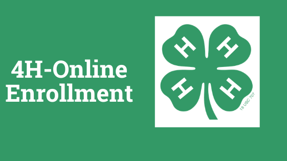 Green background with the text “4-HOnline Enrollment” and a 4-H clover emblem.