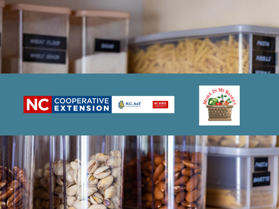 Pantry full of shelf stable items such as pasta, nuts, and beans.