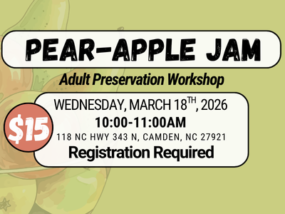 A bowl of pears & apples advertising a "Pear-Apple Jam" class details in article