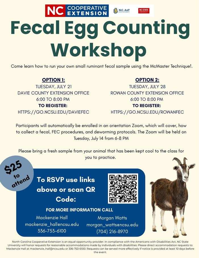 event flyer for fecal egg counting workshop