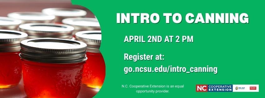 Information about upcoming canning class on image with jars of canned food