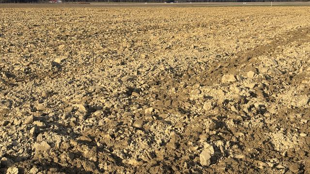 Field that was recently tilled using a moldboard plow