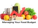 Vegetables and food with calculator and money.