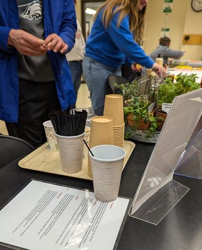 Students prepare cups of herbal tea