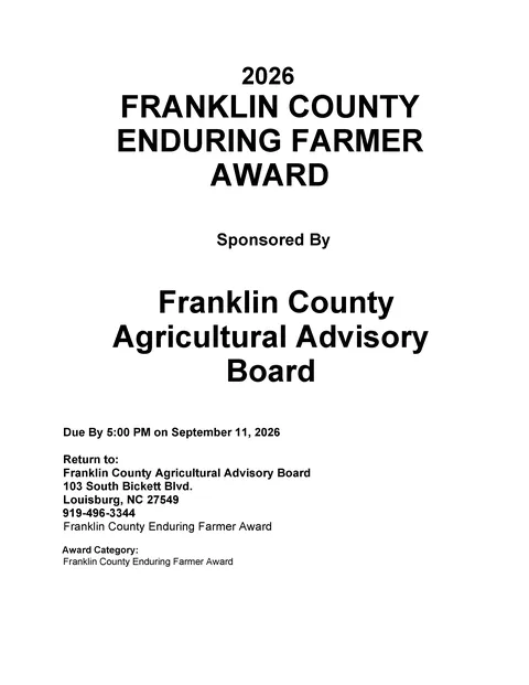 Franklin County Enduring Farmer Award Application