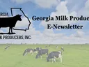 Georgia Milk black and white outline logo in a background of a field.