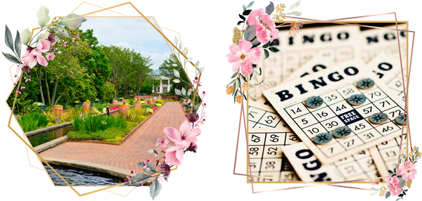 Entrance to Daniel Stowe Botanical Gardens and BINGO Card