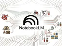 NotebookLM icon on a background of Extension-related images