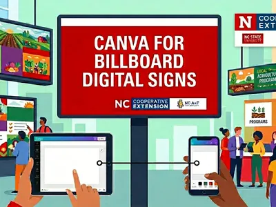 Decorative image with text Canva for Digital Billboard Signs