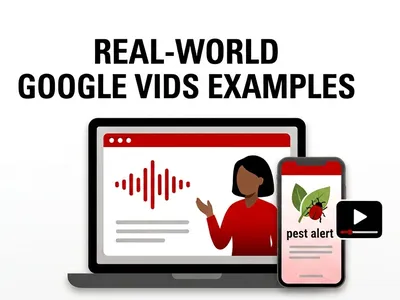 Decorative image with title "Real-World Google Vids Use Cases"
