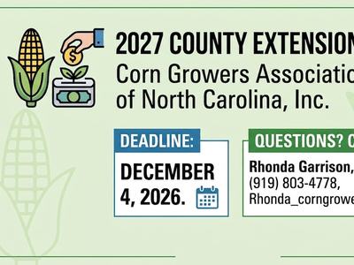2027 NC Corn Growers Extension Grants flyer. Deadline: Dec 4, 2026. Contact: Rhonda Garrison.