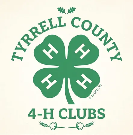 A Tyrrell County 4-H Clubs logo featuring a central 4-H clover.