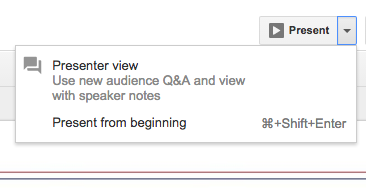 Image showing menu item Google Slides Presenter View