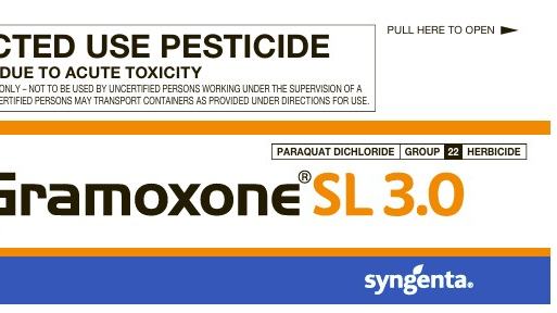The Gramoxone SL 3.0 trade name as shown on the label.