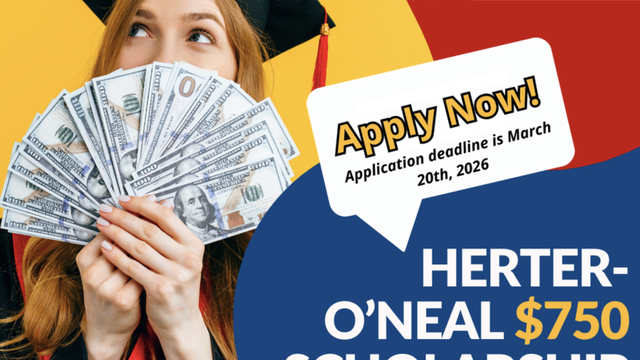 A graduating student holding money and looking happy.