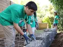 4-H members build a backyard retaining wall as part of a hands to service project at 4-H Congress.