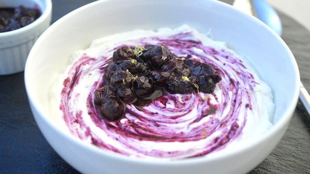 Homemade yogurt with blueberries.