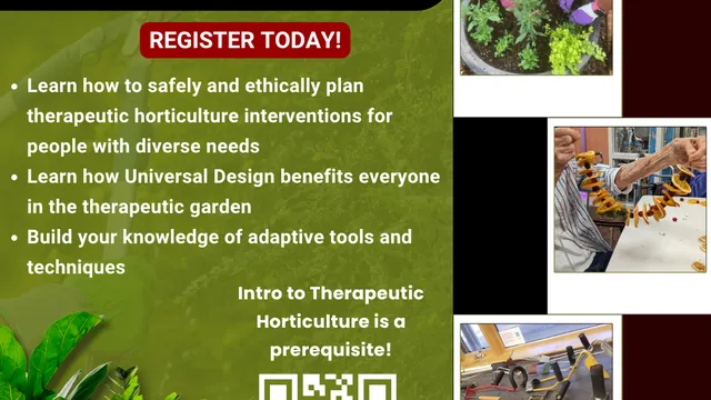 Flyer with information on upcoming therapeutic horticulture course