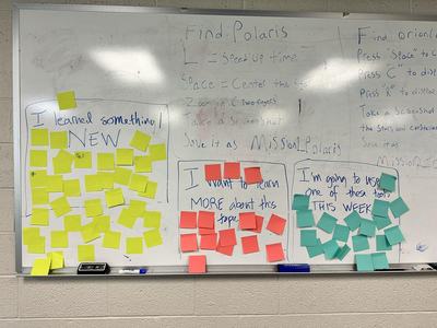 whiteboard with post-it notes