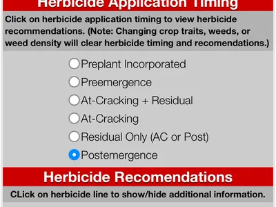 Screenshot of herbicide recommendation for tropic croton.