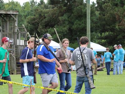 Hyde County 4-H youth at rifle range at shooting range.