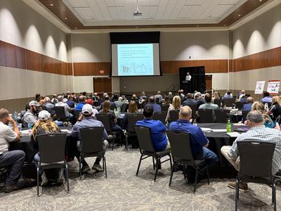 Audience and presenter photo for the Swine Innovation Forum