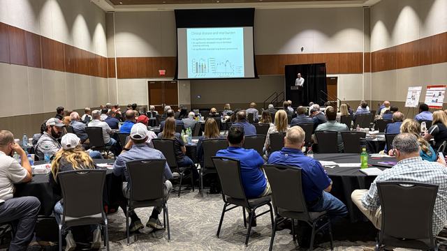 Audience and presenter photo for the Swine Innovation Forum