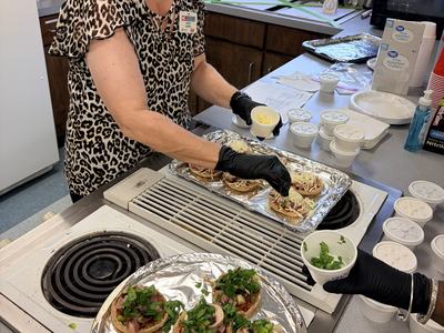 Chrissy making mini pizza recipes