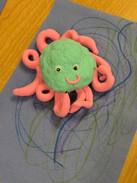 Hand-made octopus made with air-dry clay