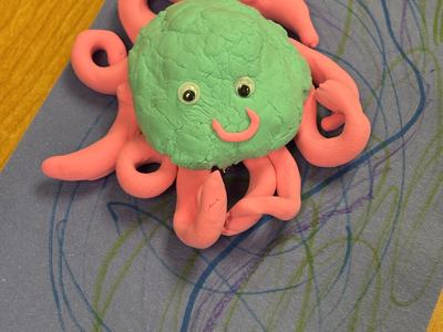 Hand-made octopus made with air-dry clay