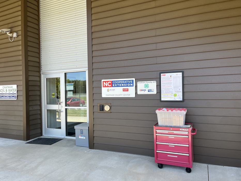 Soil test drop off and pick up location relative to the Chatham County Center entrance