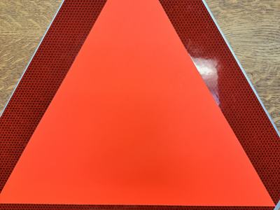 Slow Moving Vehicle Orange Triangle, Outlined with red