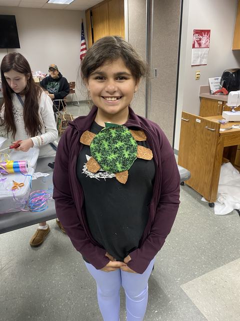 girl with turtle mop