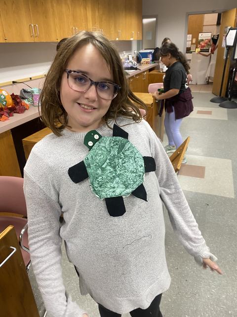 girl with turtle mop