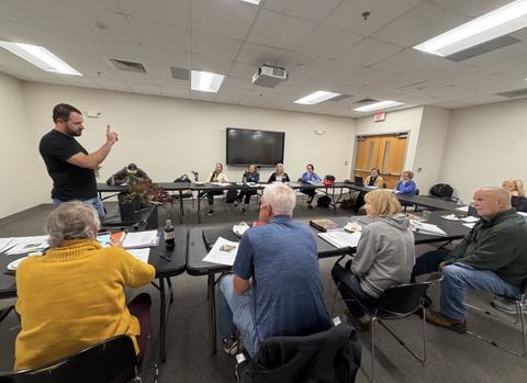 master gardener class listening to instructor
