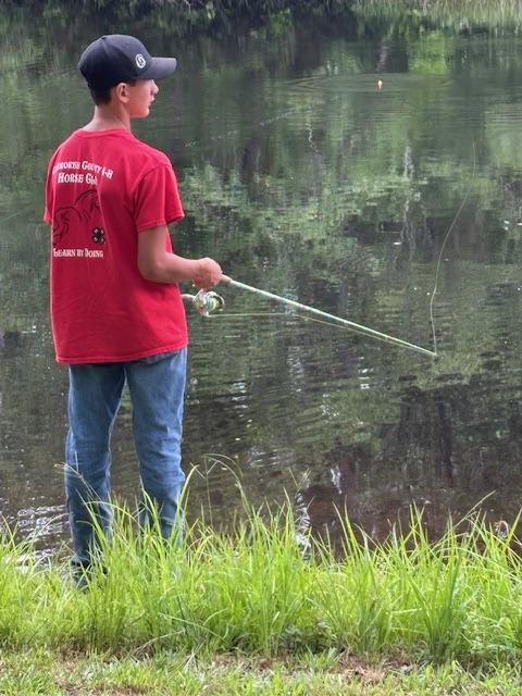 Boy fishing.