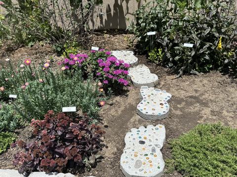 Garden stepping stones made by the campers