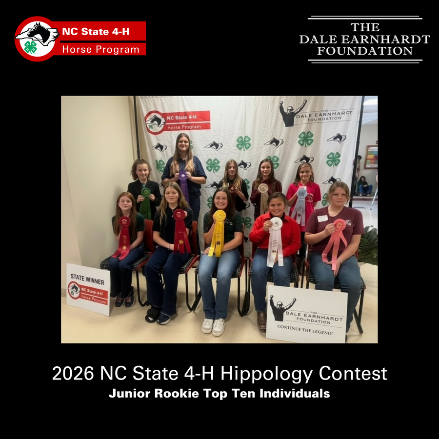 The top Junior Rookies and their awards for the 2026 NC State 4-H Hippology Contest